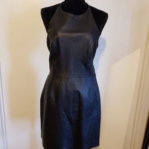 Shape FX Black Backless Leather Halter Dress